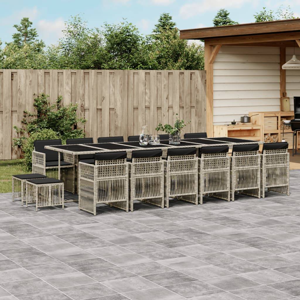 ComfortXL - Salon de Jardin Gris 16 Personnes avec Tabourets, Ensemble Repas Compact en Résine Tressée – ComfortXL Outdoor Living - Image 1