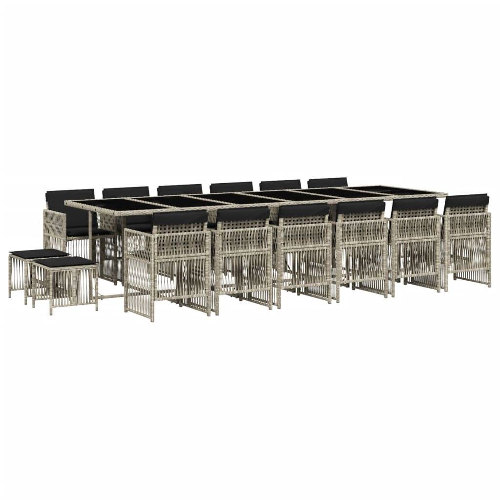 ComfortXL - Salon de Jardin Gris 16 Personnes avec Tabourets, Ensemble Repas Compact en Résine Tressée – ComfortXL Outdoor Living - Image 2