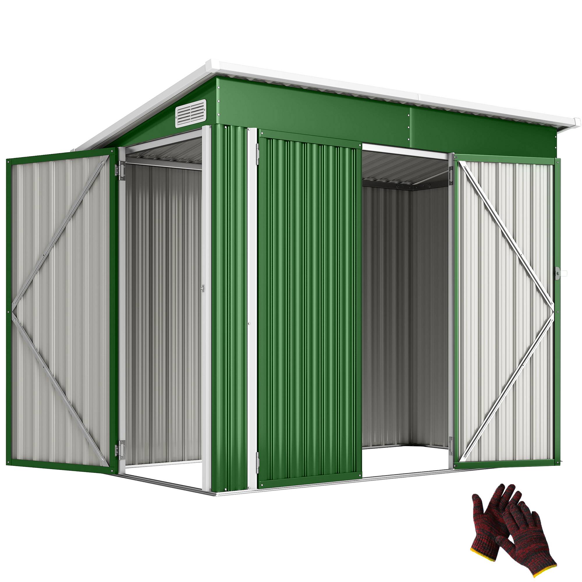 Abri de jardin extérieur 2,7 m² (234 x 132 x 185 cm) avec triple verrouillage et aérations, vert - Image 1