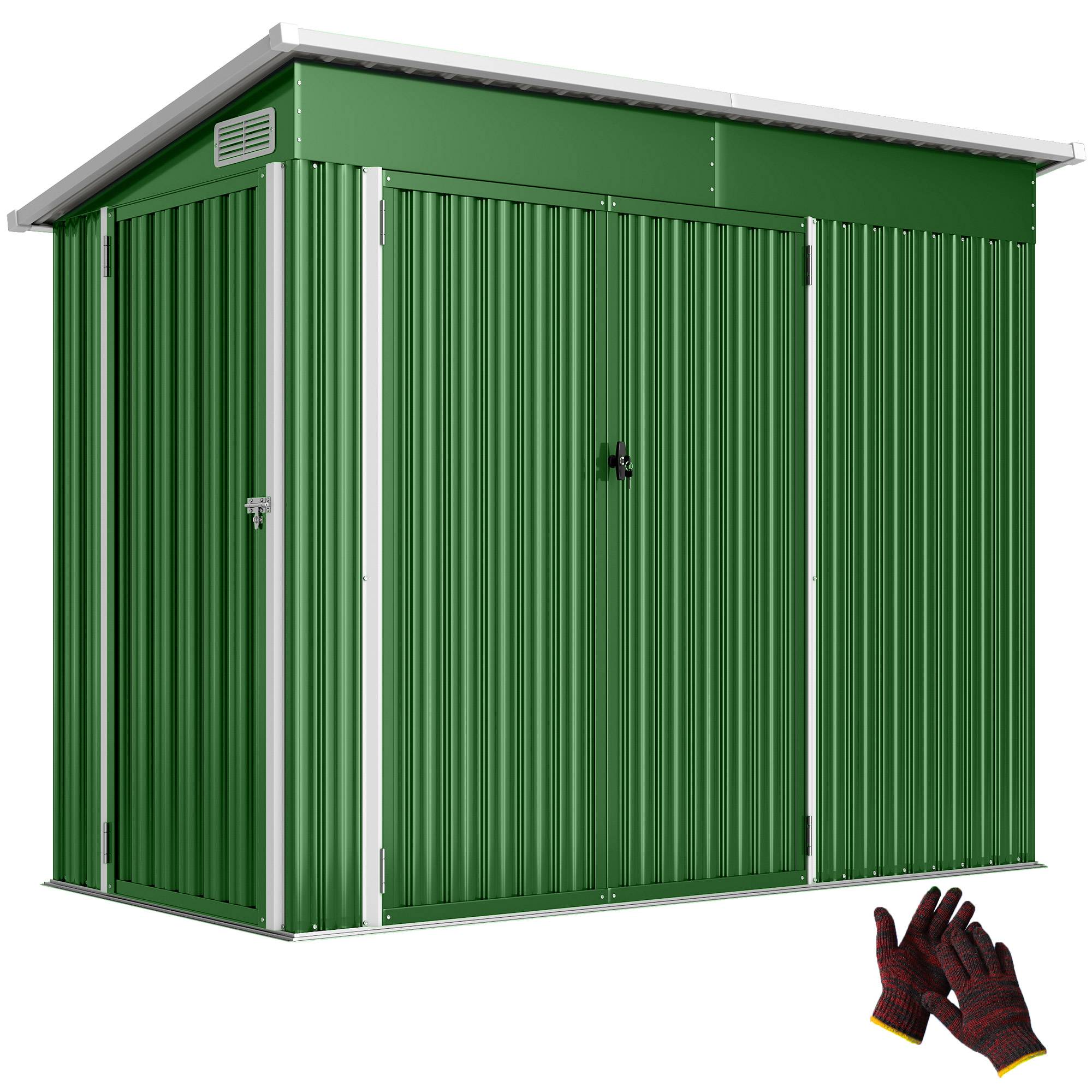 Abri de jardin extérieur 2,7 m² (234 x 132 x 185 cm) avec triple verrouillage et aérations, vert - Image 2