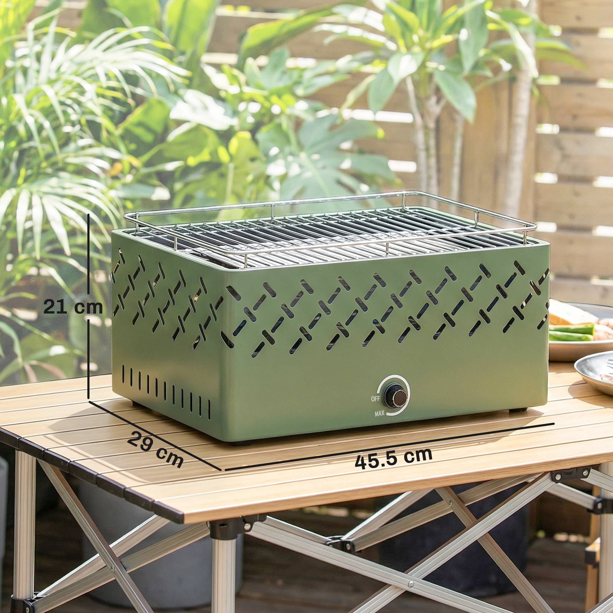 Sans Marque - Barbecue portable au charbon de bois avec ventilateur intégré pour une utilisation en extérieur, vert clair - Image 5