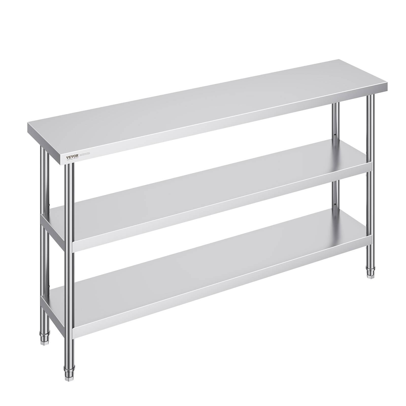 VEVOR Table préparation inox 14"x60"x34", 2 étagères réglables, cuisines commerciales, domestique. - Image 1