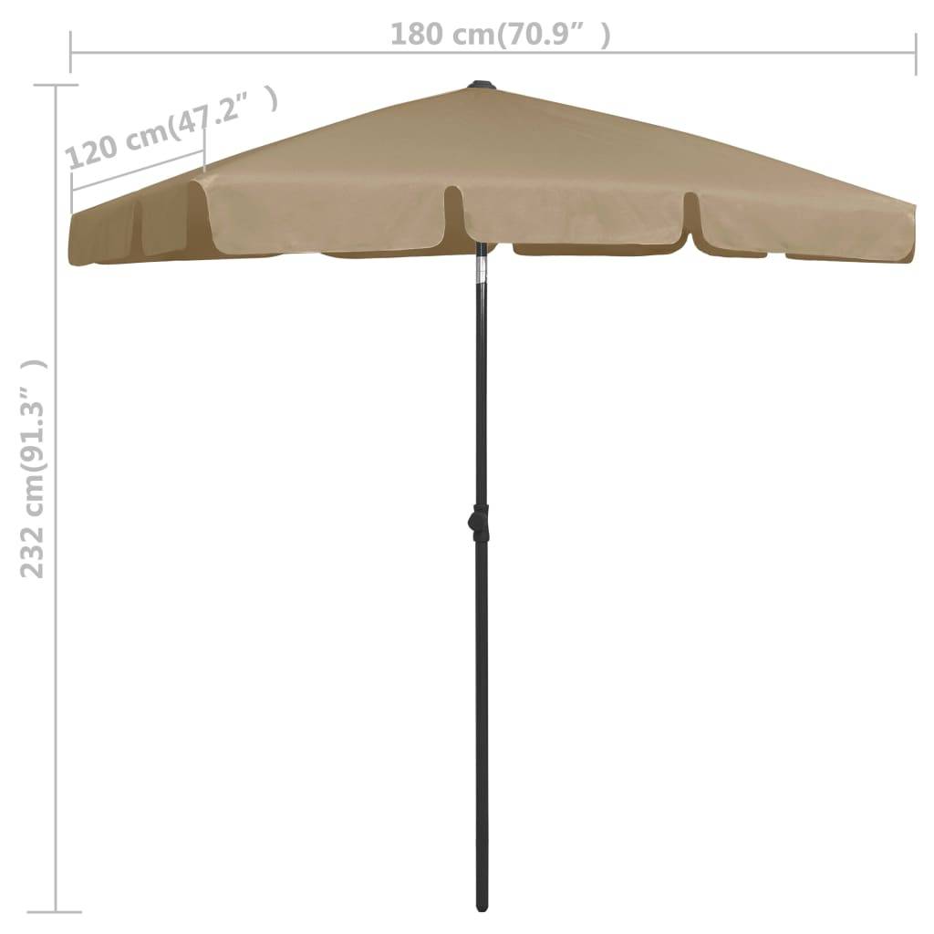 Helloshop26 - Parasol de plage 180 x 120 cm taupe - Imagen 7