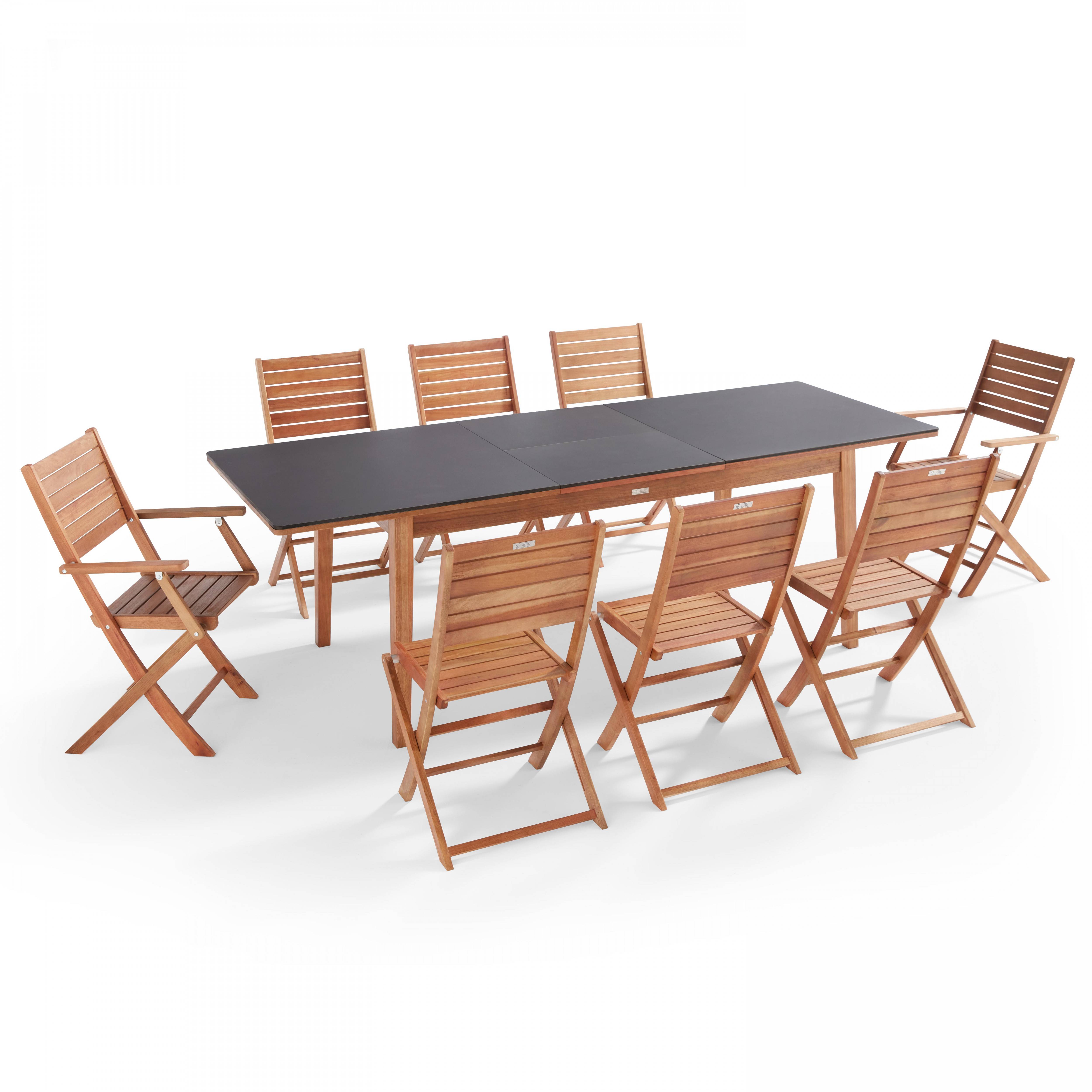 Oviala - Ensemble table de jardin en eucalyptus extensible avec 8 assises Arles - Oviala - Imagen 1