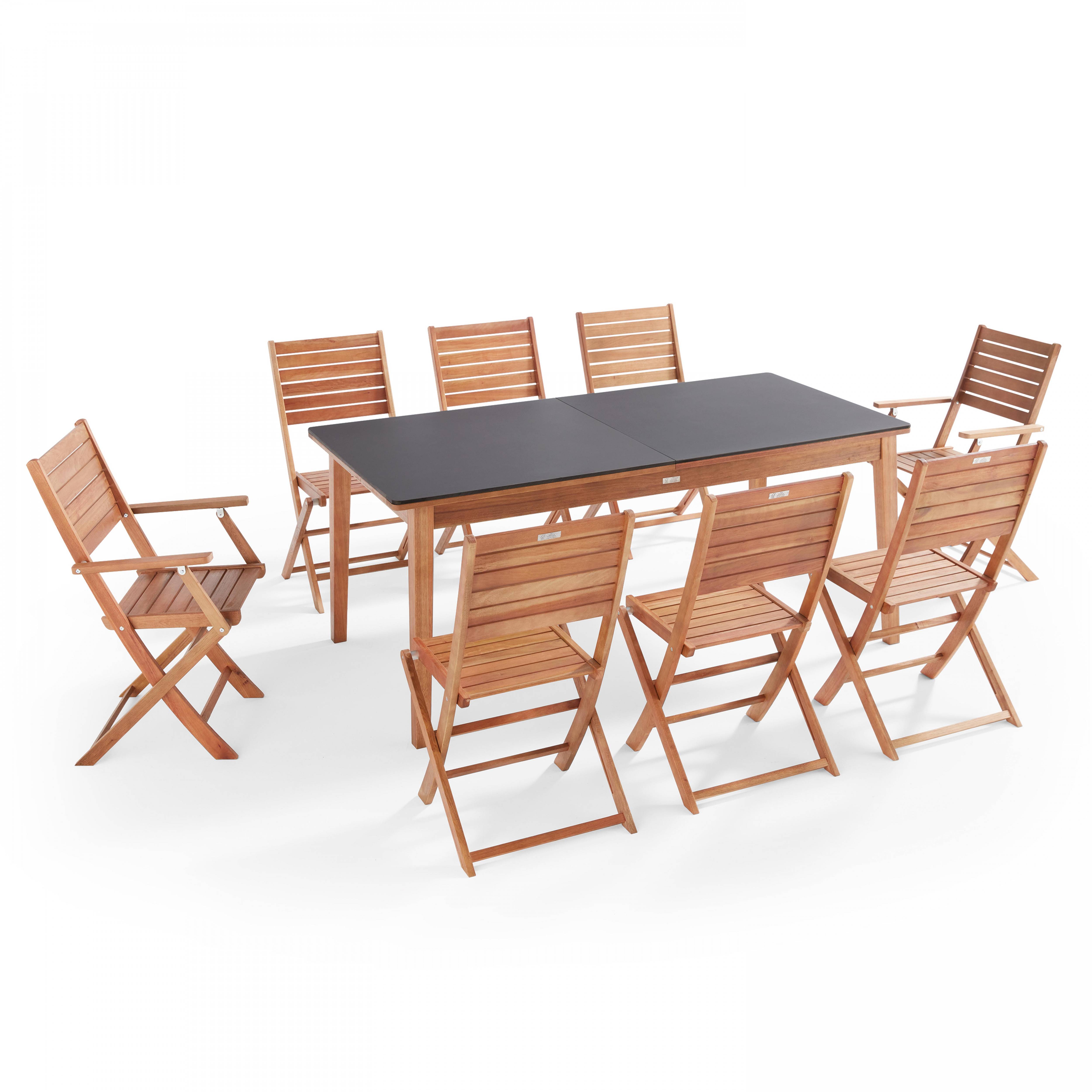 Oviala - Ensemble table de jardin en eucalyptus extensible avec 8 assises Arles - Oviala - Imagen 3