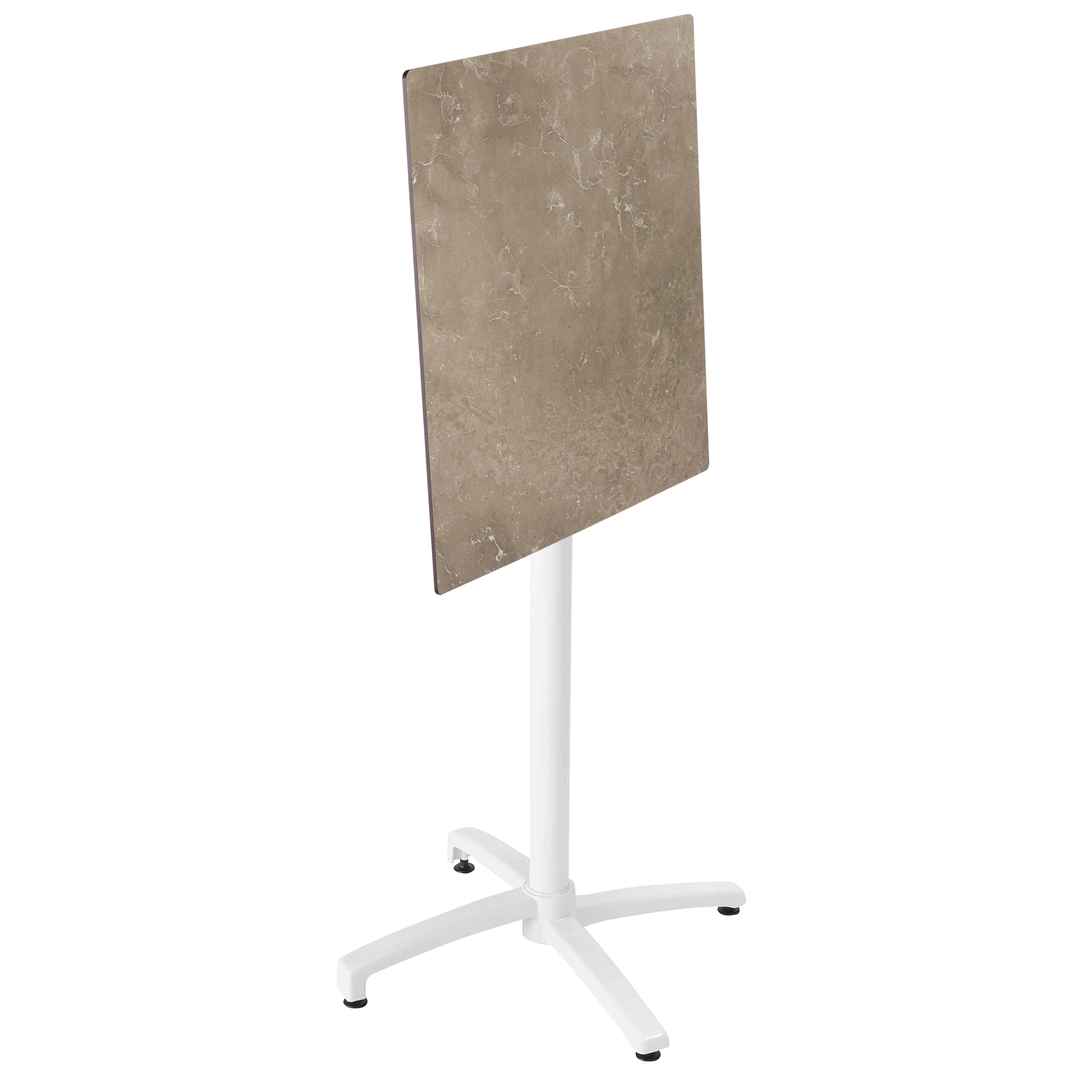 Oviala - Ensemble table haute stratifié marbre beige et 2 chaises hautes blanc - Oviala - Imagen 3