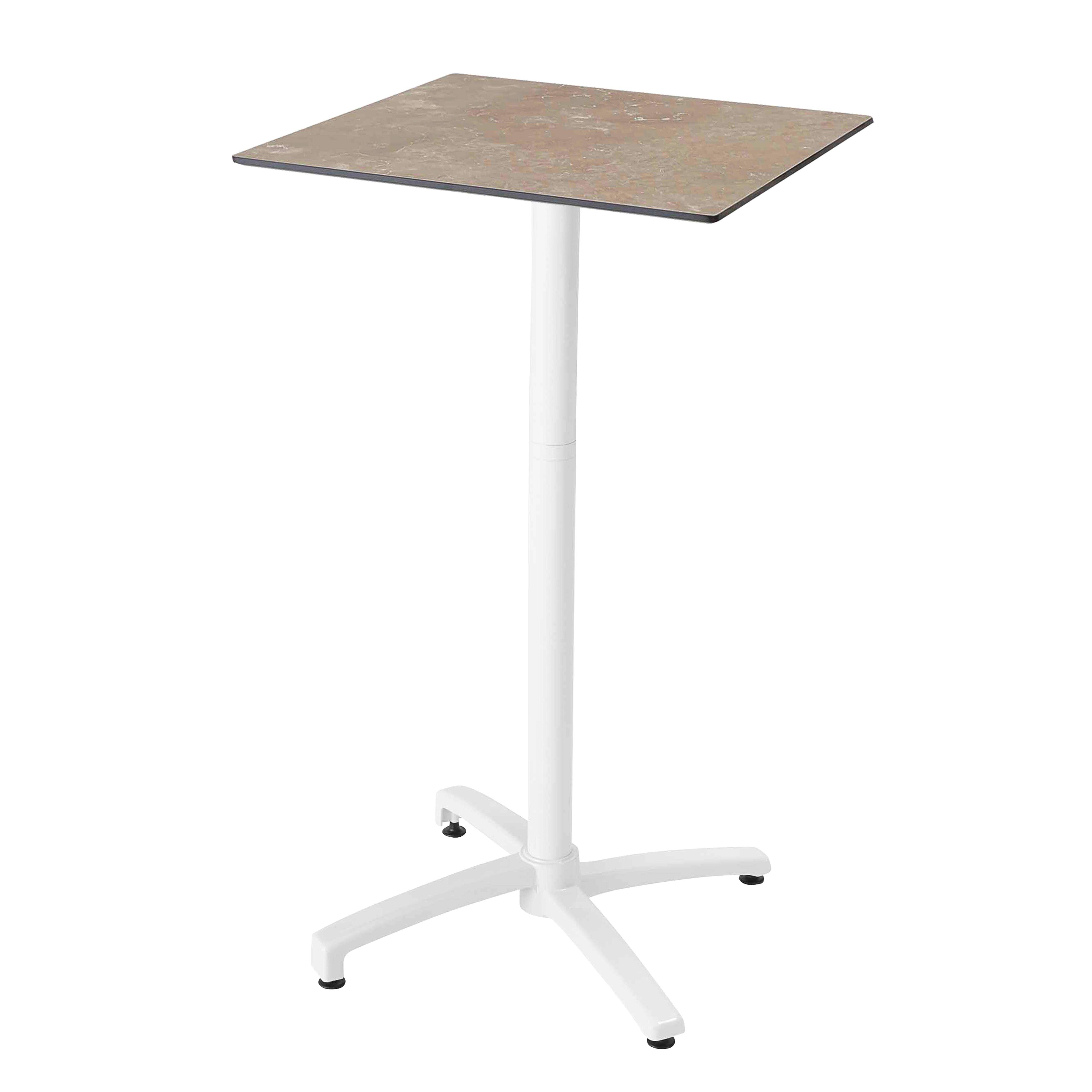 Oviala - Ensemble table haute stratifié marbre beige et 2 chaises hautes blanc - Oviala - Imagen 2