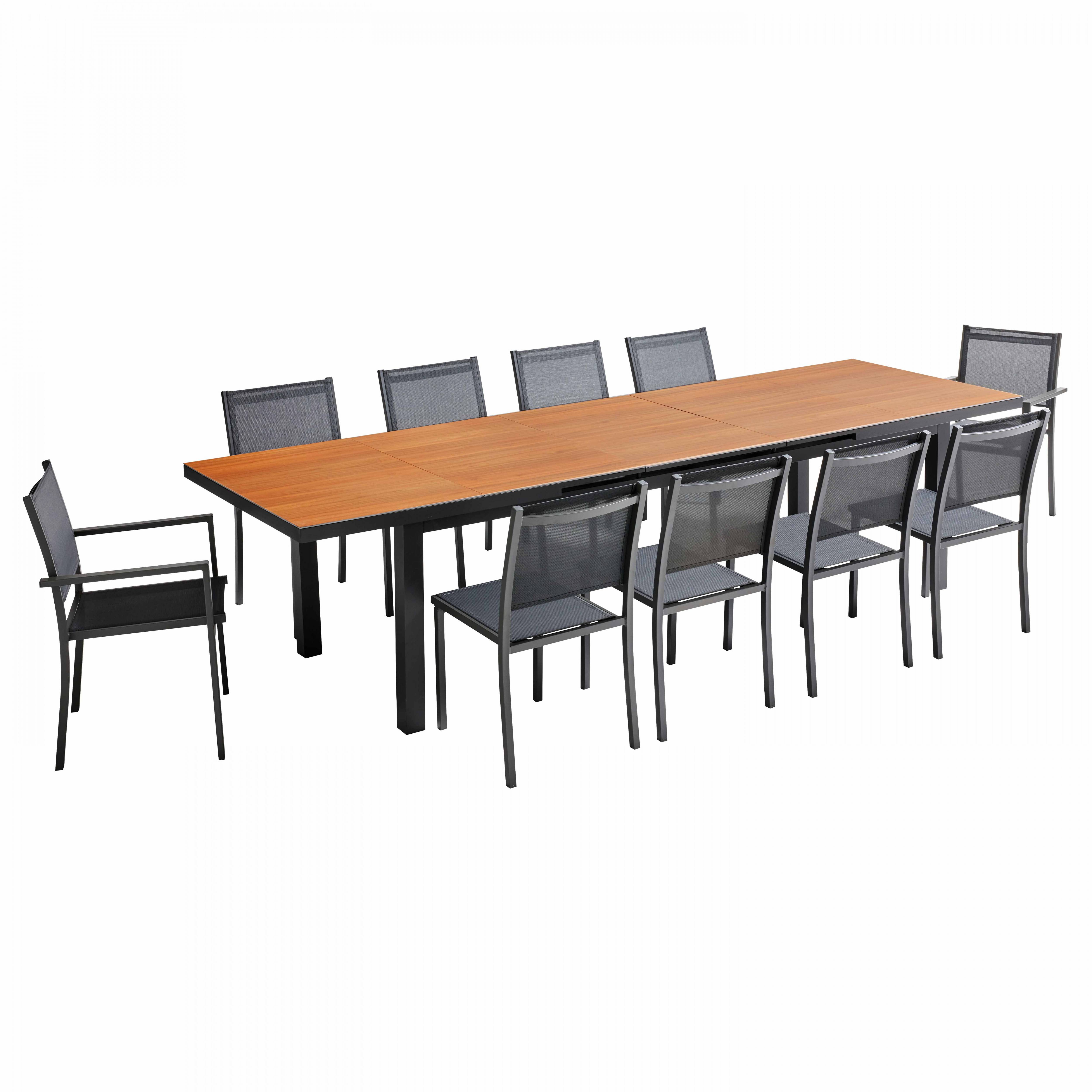 Oviala - Ensemble table de jardin avec 8 chaises et 2 fauteuils bois Melbourne - Oviala - Imagen 1