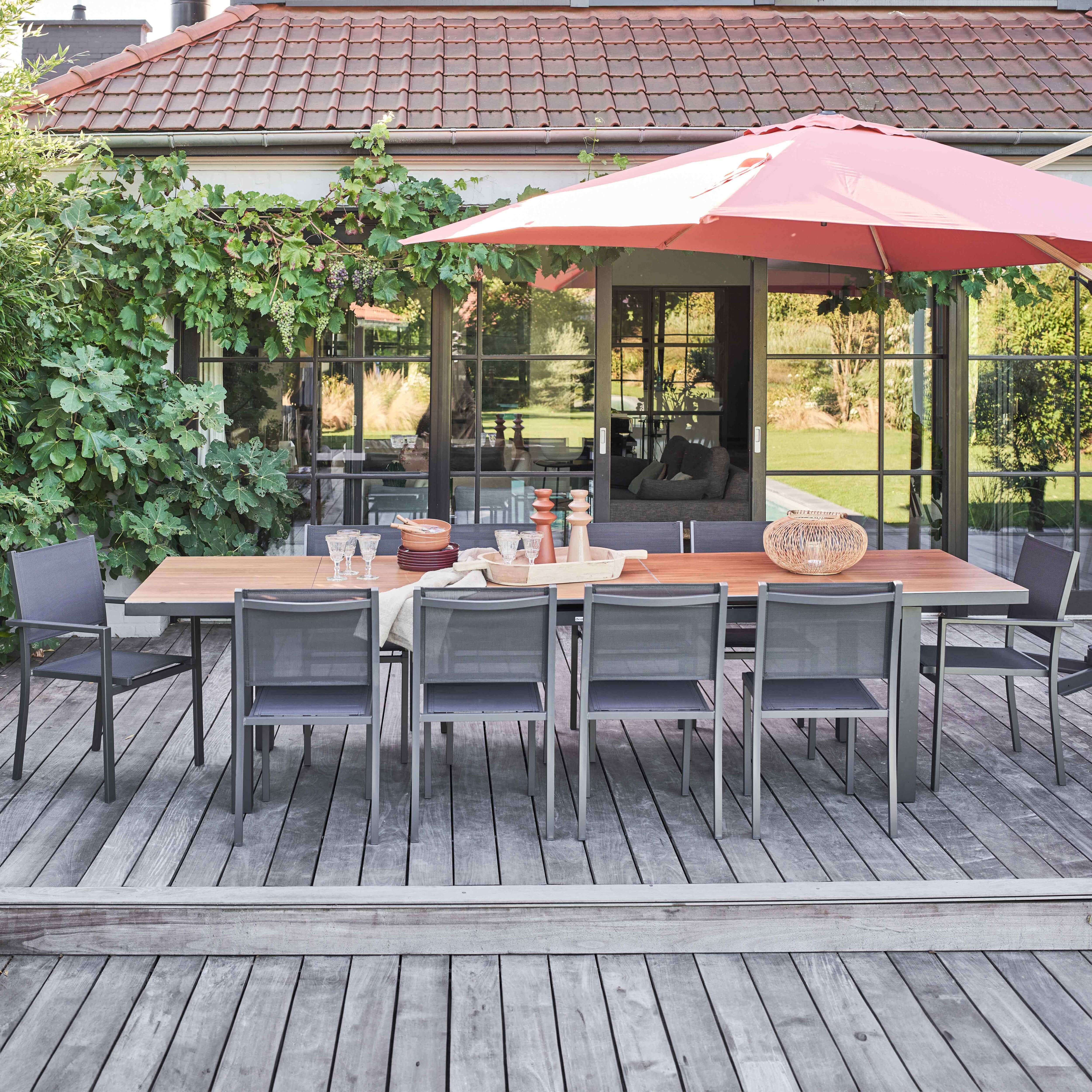 Oviala - Ensemble table de jardin avec 8 chaises et 2 fauteuils bois Melbourne - Oviala - Imagen 2