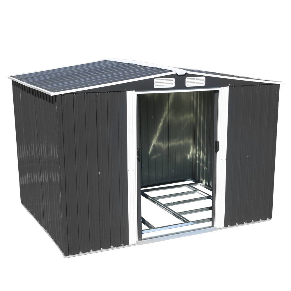Abri de jardin acier galvanisé 4,77 m² gris anthracite avec double porte coulissante – Terre Jardin - Image 5