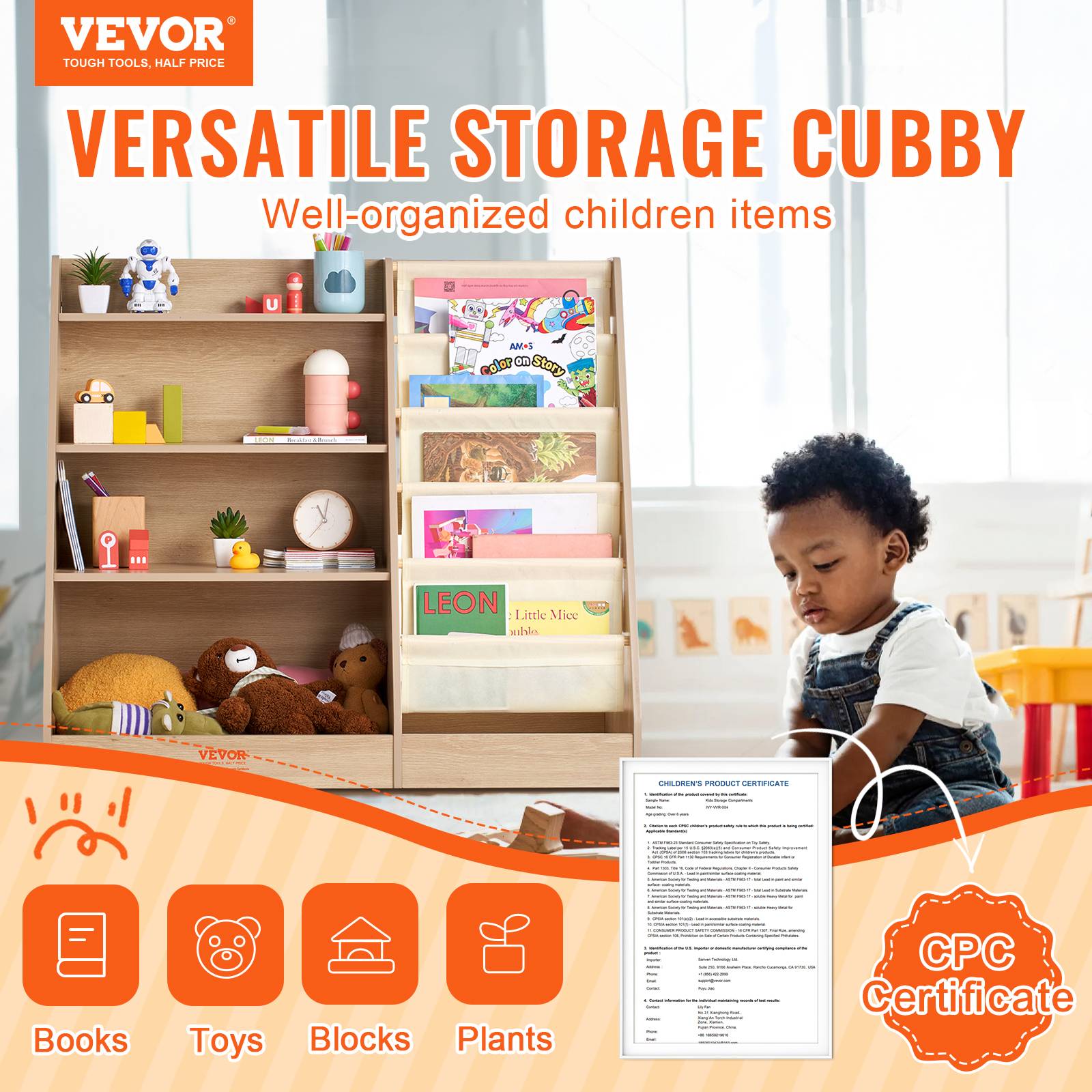 VEVOR Bibliothèque en Bois 4 Niveaux 6 Couches Meuble de Rangement pour Enfants - Image 2