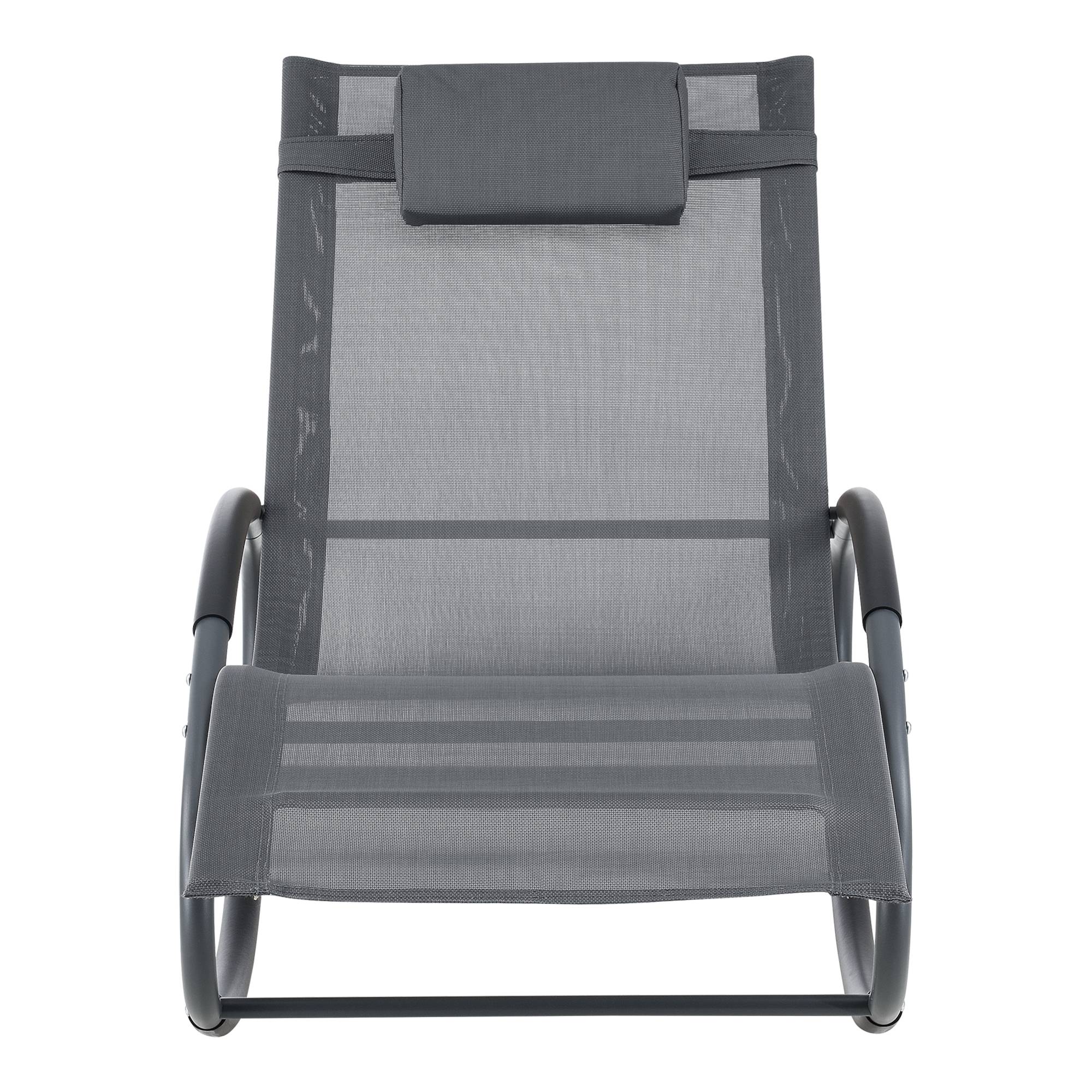 Lote de 2 Tumbonas con Balanceo Almaluez Acero Textil Gris Oscuro [en.casa] - Imagen 3