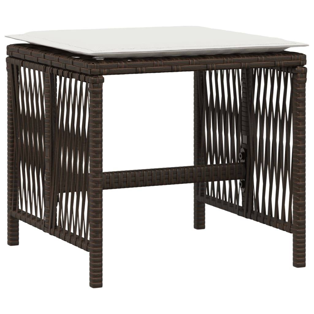 Lot de 4 Chaises de jardin - Tabourets de jardin - Chaises d'extérieur avec coussins marron résine tressée-JU473 - Image 4