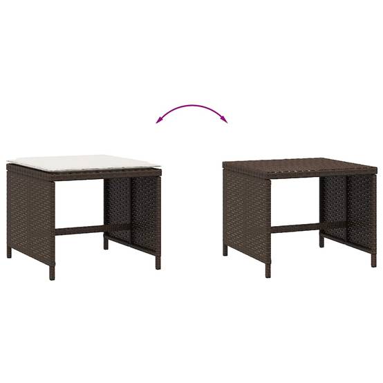 Lot de 4 Chaises de jardin - Tabourets de jardin - Chaises d'extérieur avec coussins marron résine tressée-JU473 - Image 7
