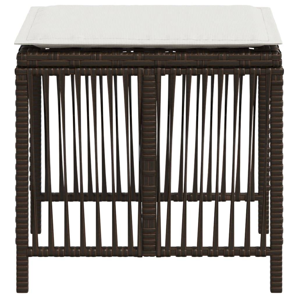 Lot de 4 Chaises de jardin - Tabourets de jardin - Chaises d'extérieur avec coussins marron résine tressée-JU473 - Image 6
