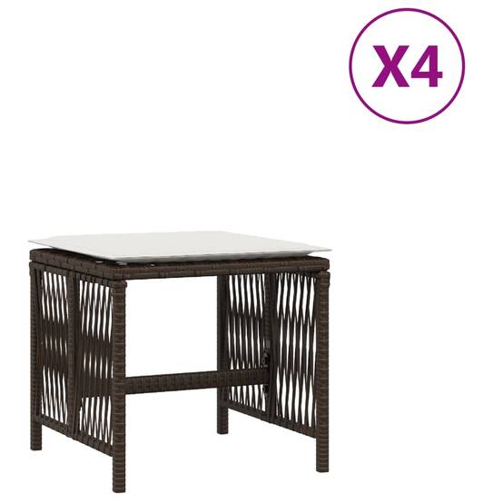 Lot de 4 Chaises de jardin - Tabourets de jardin - Chaises d'extérieur avec coussins marron résine tressée-JU473 - Image 1