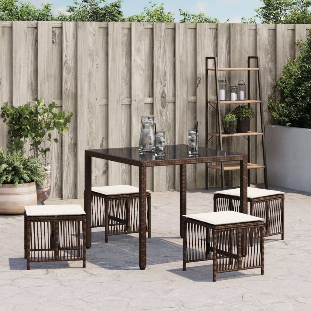 Lot de 4 Chaises de jardin - Tabourets de jardin - Chaises d'extérieur avec coussins marron résine tressée-JU473 - Image 3