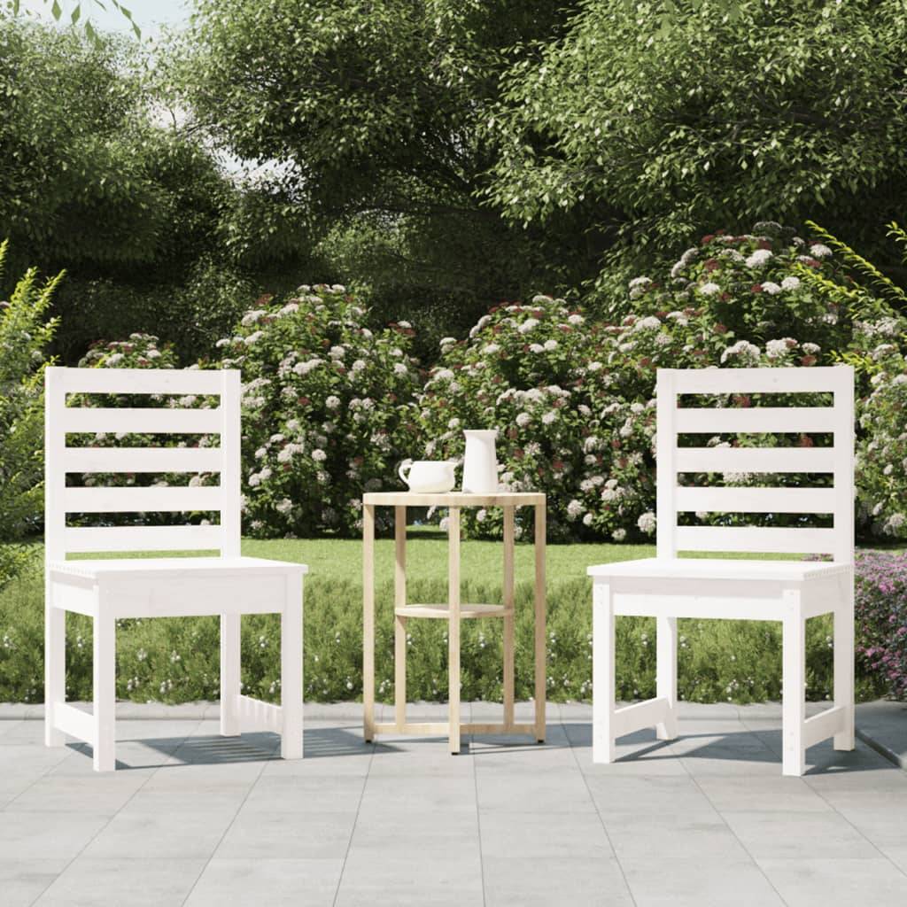 Lot de 2 Chaises de jardin - Chaises d'extérieur - Fauteuils de jardin blanc 50x48x91,5 cm bois massif pin - Image 2