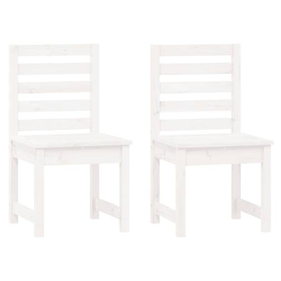 Lot de 2 Chaises de jardin - Chaises d'extérieur - Fauteuils de jardin blanc 50x48x91,5 cm bois massif pin - Image 1
