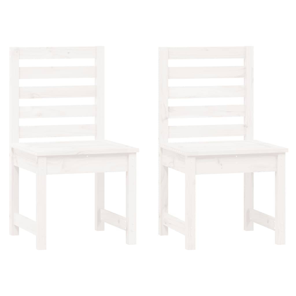 Lot de 2 Chaises de jardin - Chaises d'extérieur - Fauteuils de jardin blanc 50x48x91,5 cm bois massif pin - Image 1