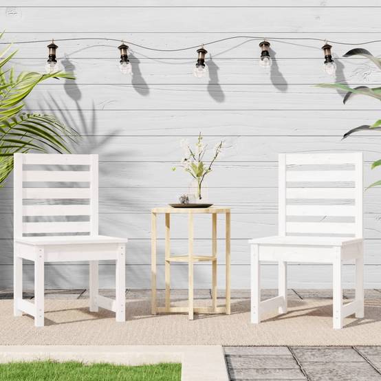Lot de 2 Chaises de jardin - Chaises d'extérieur - Fauteuils de jardin blanc 50x48x91,5 cm bois massif pin - Image 3