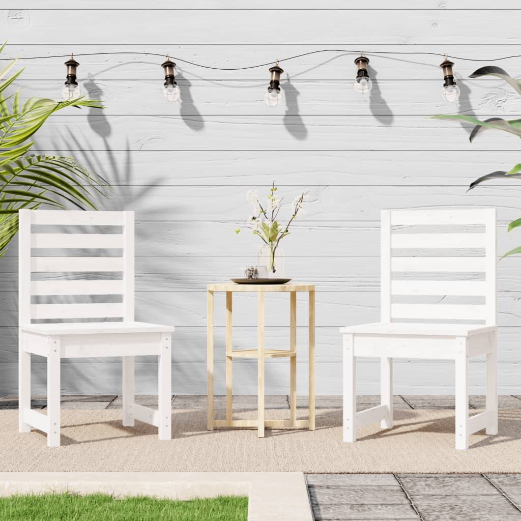 Lot de 2 Chaises de jardin - Chaises d'extérieur - Fauteuils de jardin blanc 50x48x91,5 cm bois massif pin - Image 3