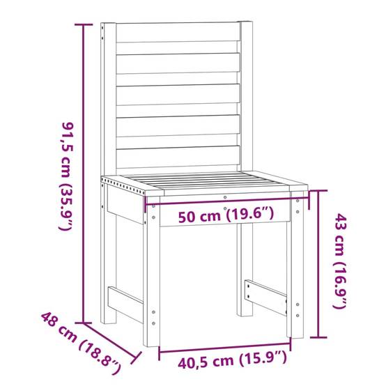 Lot de 2 Chaises de jardin - Chaises d'extérieur - Fauteuils de jardin blanc 50x48x91,5 cm bois massif pin - Image 8