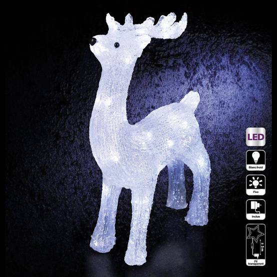 Sans Marque - Forme acrylique renne debout lumineuse 40 LED clignotantes H.45cm extérieur FEERIC LIGHTS & CHRISTMAS - Image 1