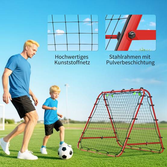 But de football, réglable et pliable, structure métallique, 100 x 68-95 cm, rouge - Image 8