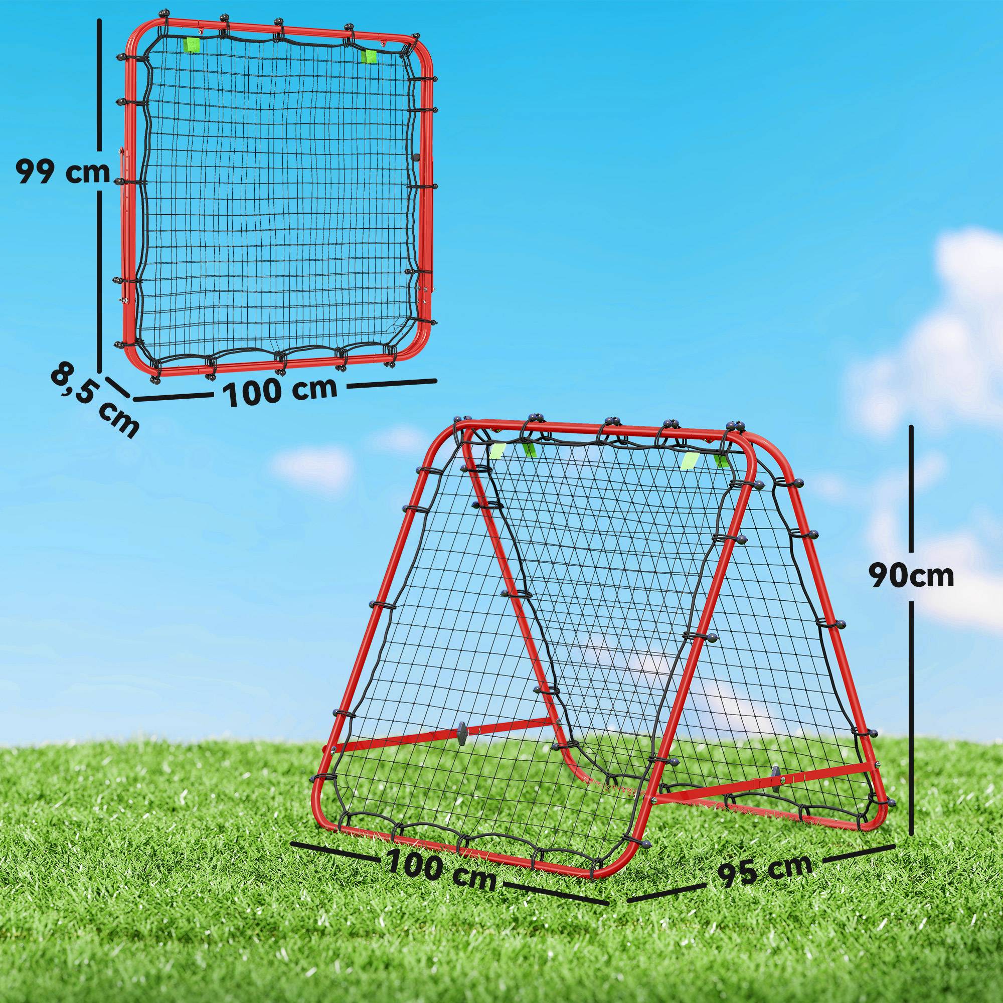 But de football, réglable et pliable, structure métallique, 100 x 68-95 cm, rouge - Image 5