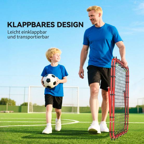But de football, réglable et pliable, structure métallique, 100 x 68-95 cm, rouge - Image 7