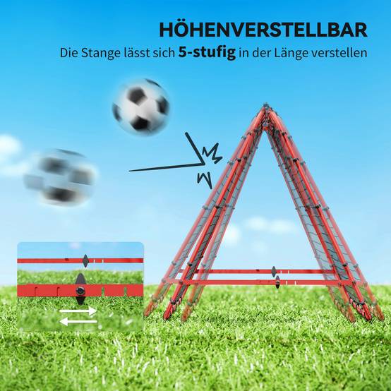 But de football, réglable et pliable, structure métallique, 100 x 68-95 cm, rouge - Image 6