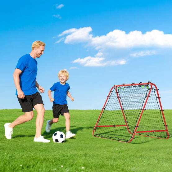 But de football, réglable et pliable, structure métallique, 100 x 68-95 cm, rouge - Image 4