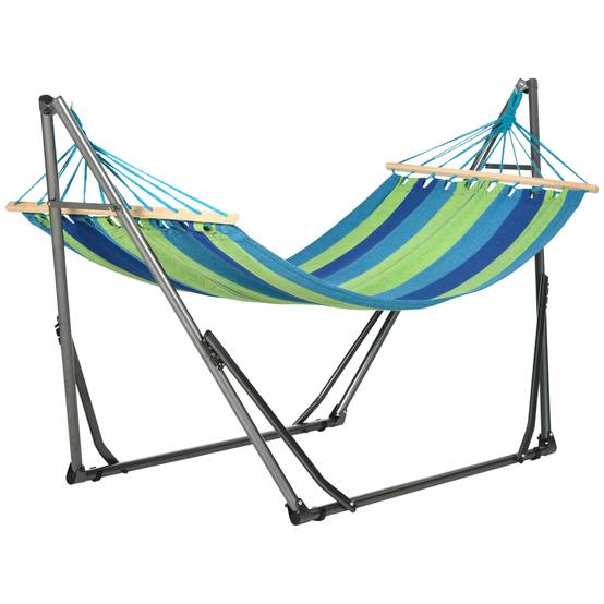 Support hamac autoportant pliant coton et acier, 270x100x94cm - Image 2