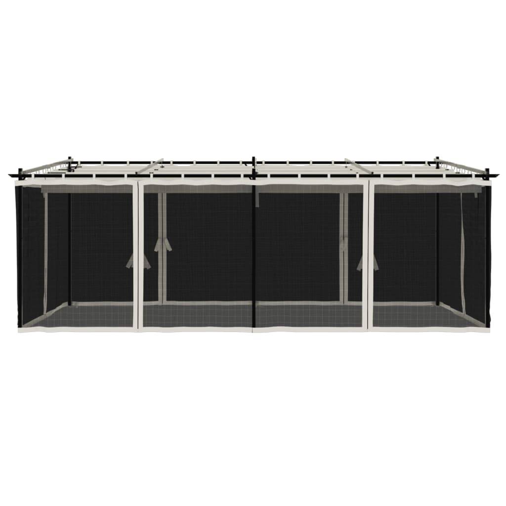 Gazebo de Jardin 6x3 m Acier avec Moustiquaires et Toit Rétractable pour Fête Crème – ComfortXL Outdoor Living - Image 4