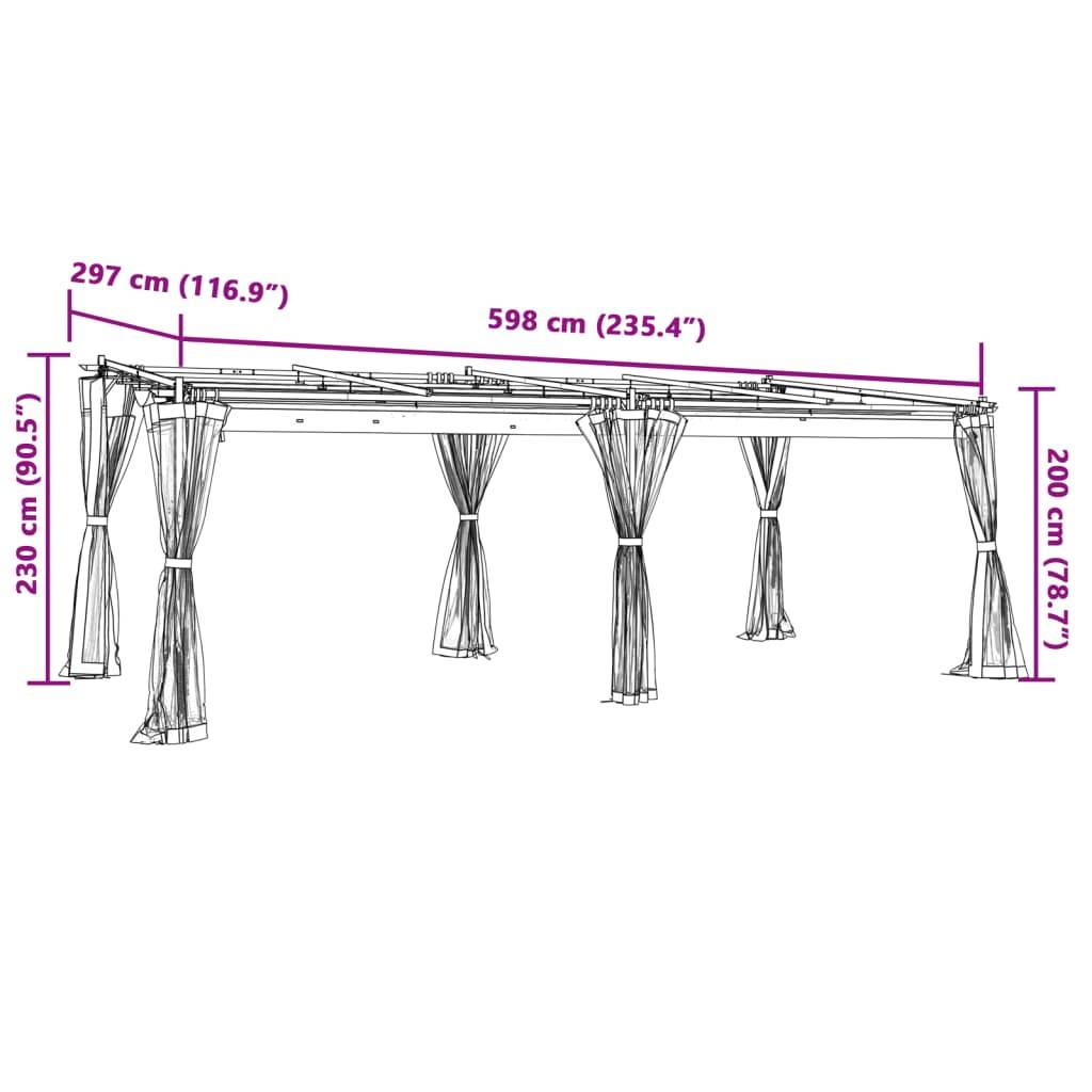 Gazebo de Jardin 6x3 m Acier avec Moustiquaires et Toit Rétractable pour Fête Crème – ComfortXL Outdoor Living - Image 9