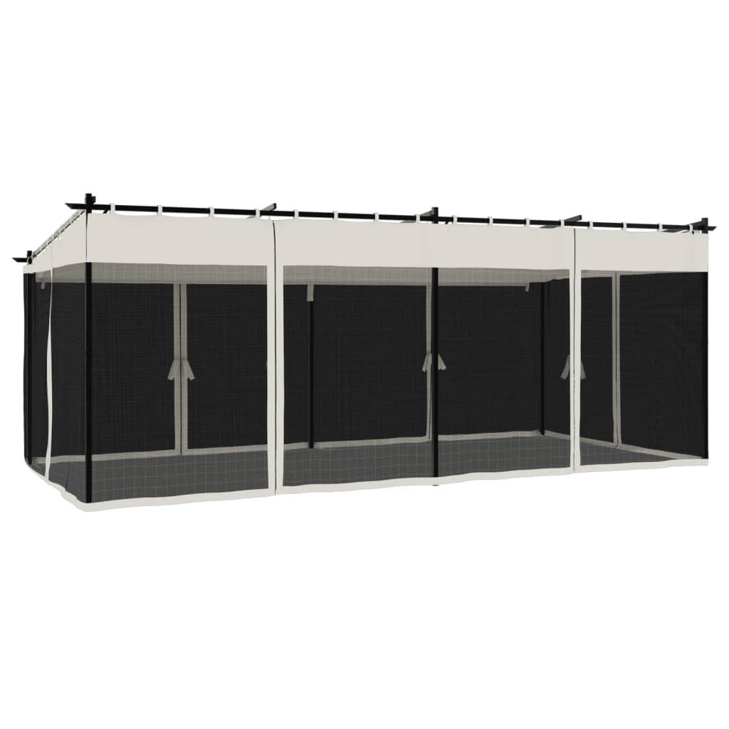 Gazebo de Jardin 6x3 m Acier avec Moustiquaires et Toit Rétractable pour Fête Crème – ComfortXL Outdoor Living - Image 6
