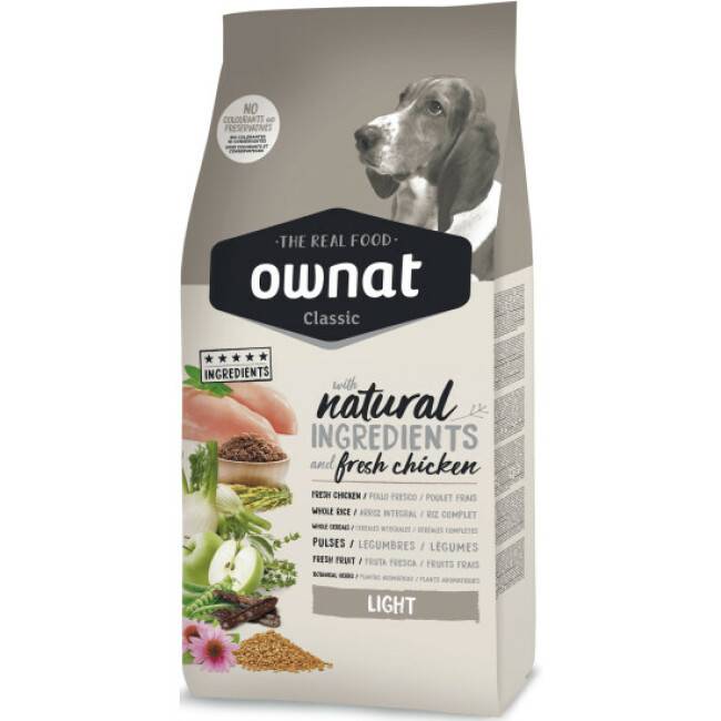 Croquettes Ownat Classic light pour chien adulte - 4 kg