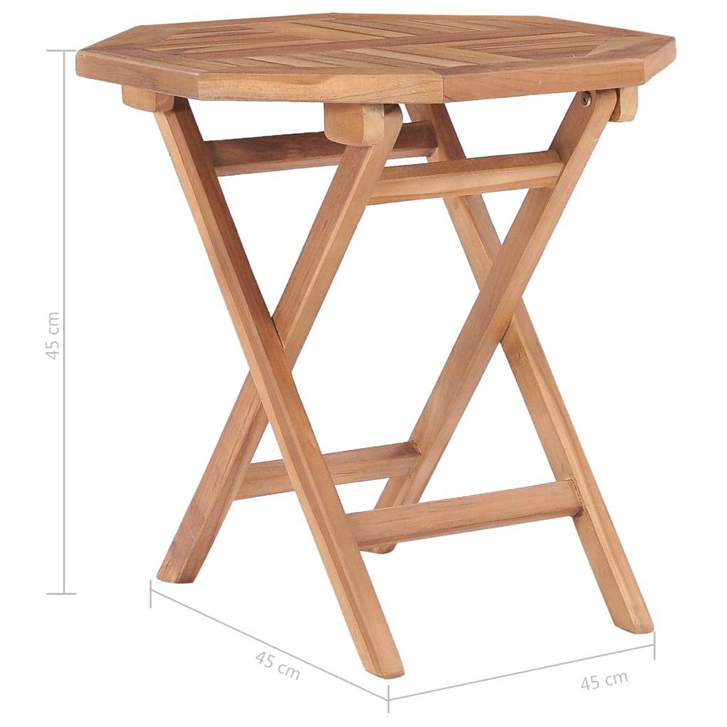 Table pliable jardin bois de teck 45 x 45 x 45 cm, Poids :3.9kg - PANGIVO - Image 7