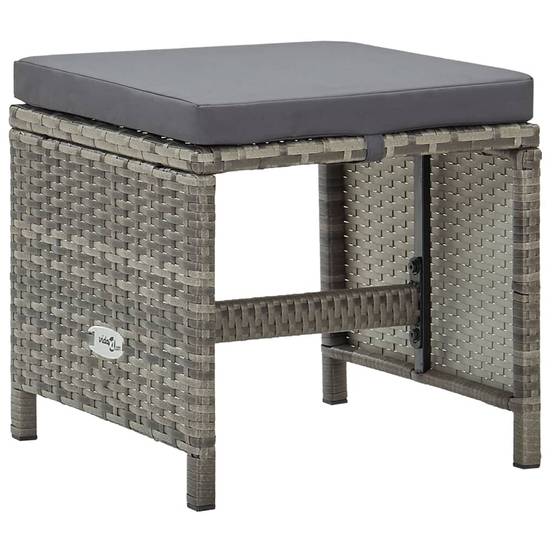 4 pcs Tabourets de jardin | Repose-pied de jardin | Pouf avec coussins Résine tressée Gris Maison Chic - Image 1