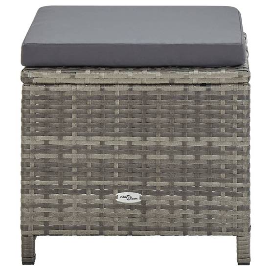 4 pcs Tabourets de jardin | Repose-pied de jardin | Pouf avec coussins Résine tressée Gris Maison Chic - Image 4
