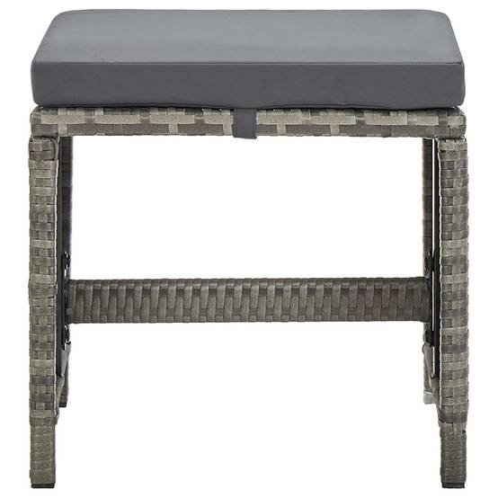 4 pcs Tabourets de jardin | Repose-pied de jardin | Pouf avec coussins Résine tressée Gris Maison Chic - Image 3