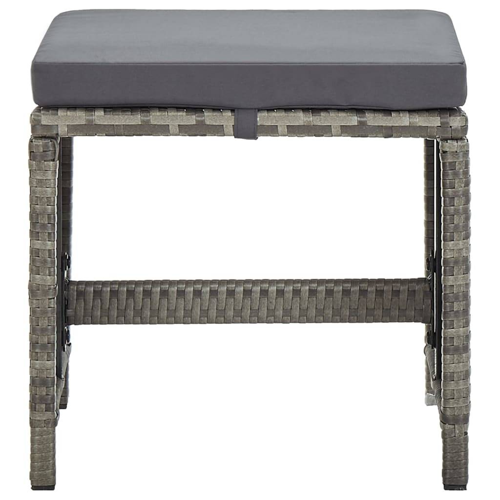 4 pcs Tabourets de jardin | Repose-pied de jardin | Pouf avec coussins Résine tressée Gris Maison Chic - Image 3