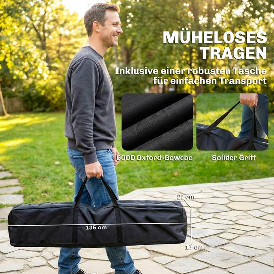 Cadre de hamac pour hamac Stand pliable pliable de hamac avec sac de transport 290x78x100 cm Noir - Image 6