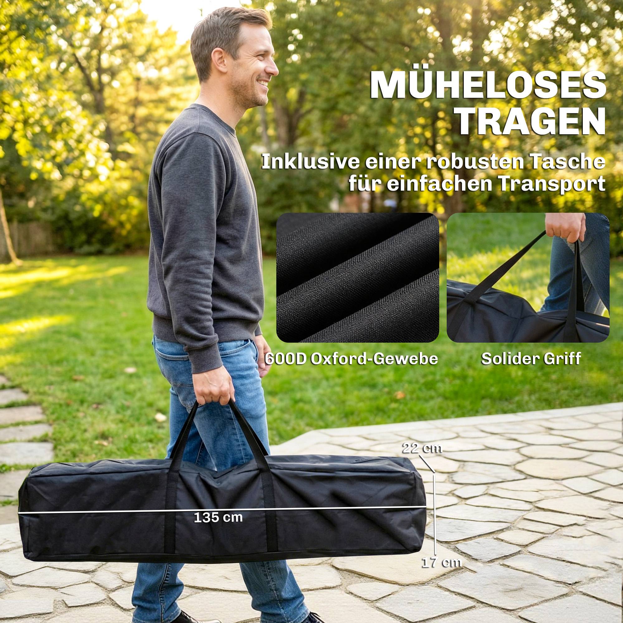 Cadre de hamac pour hamac Stand pliable pliable de hamac avec sac de transport 290x78x100 cm Noir - Image 6