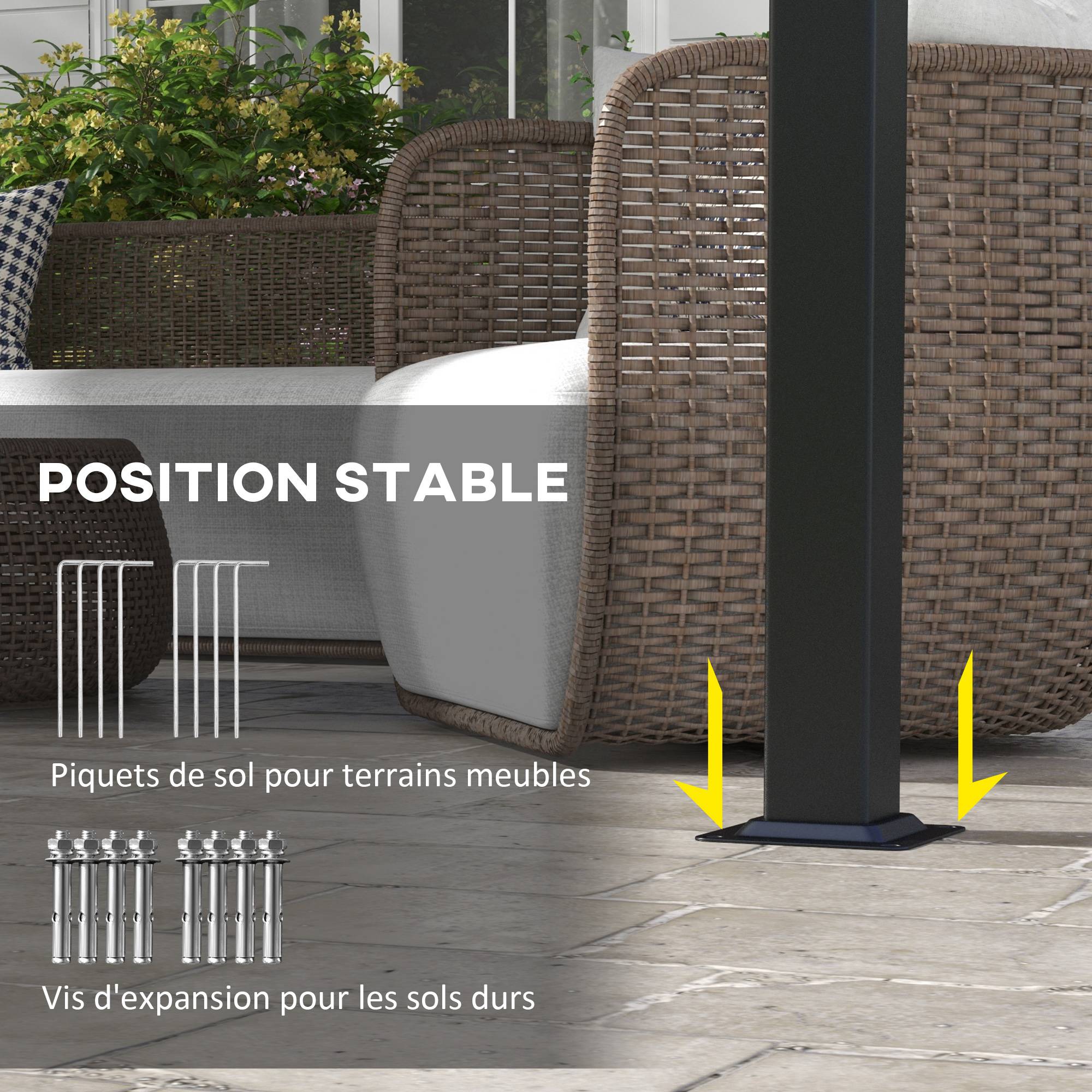 Pergola toiles coulissantes acier terrasse ombrage modulable 357x296cm gris foncé - ComfortXL Outdoor Living - Image 9