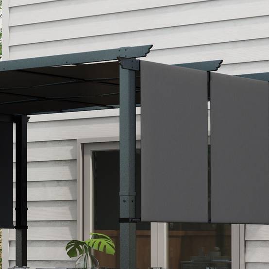 Pergola toiles coulissantes acier terrasse ombrage modulable 357x296cm gris foncé - ComfortXL Outdoor Living - Image 10