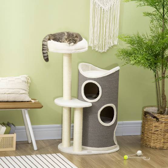 Arbre à chat sisal et peluche gris 60 x 44.5 x 109 cm - PANGIVO - Image 3