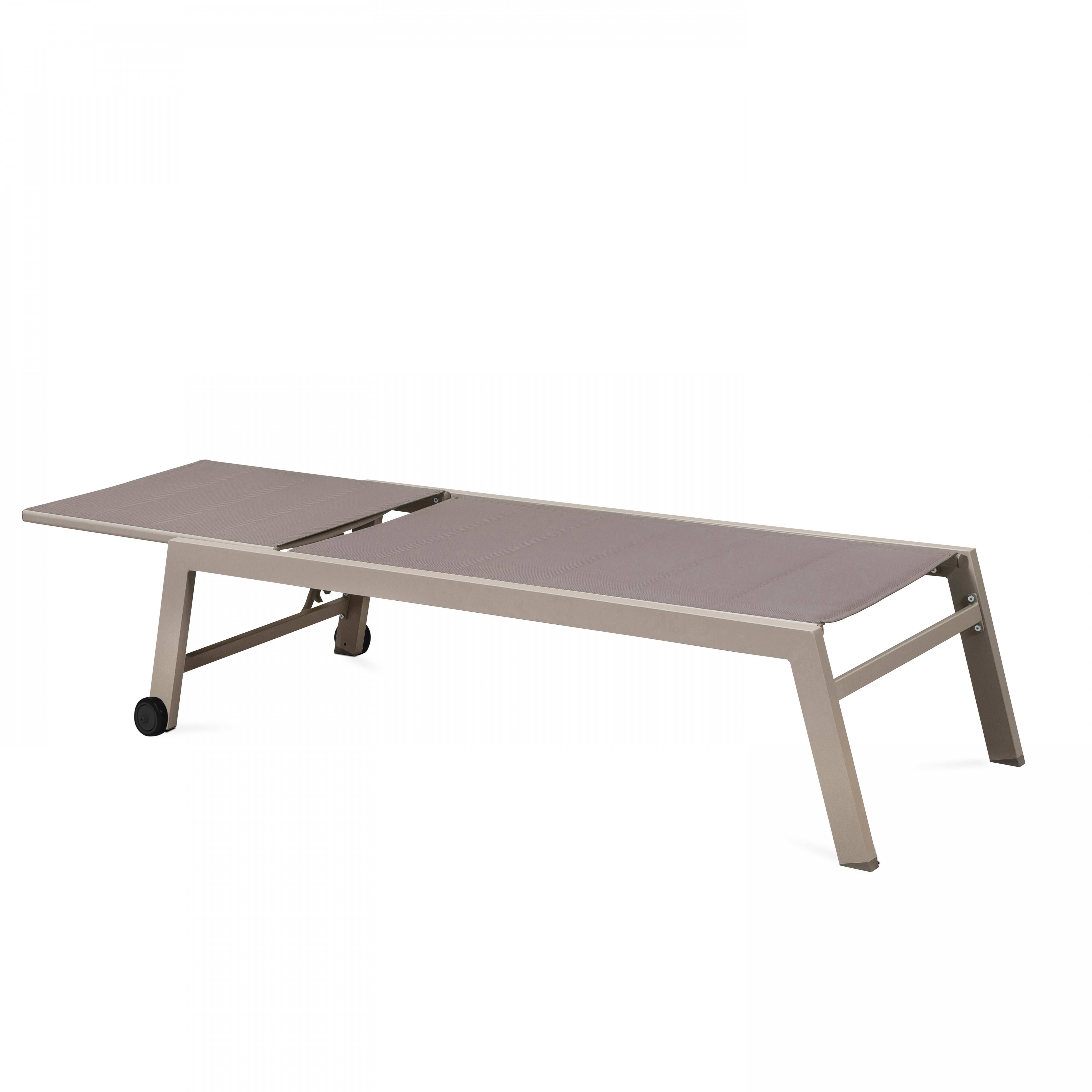 Oviala - Lot de 2 bains de soleil en aluminium et textilène taupe Nouméa - Oviala - Image 4