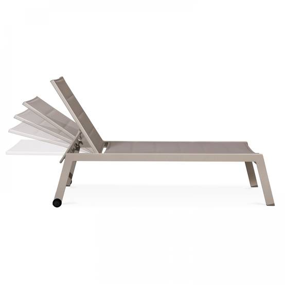 Oviala - Lot de 2 bains de soleil en aluminium et textilène taupe Nouméa - Oviala - Image 5
